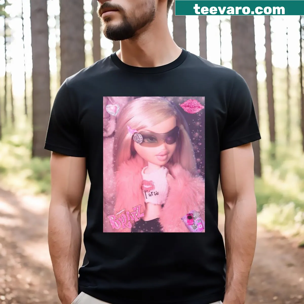 Chic Bratz Bling Cloe illustration on a trendy T-shirt — on a men's t-shirt