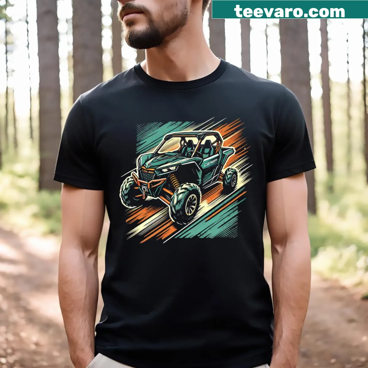 Vintage design t-shirt featuring Can Am Maverick UTV artwork — on a men's t-shirt