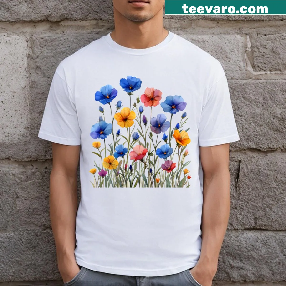 Lovely floral design on a nature-inspired T-shirt — on a men's t-shirt