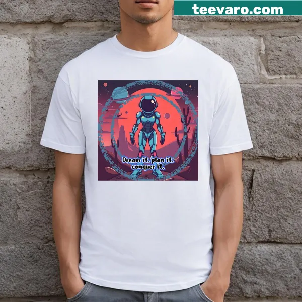 Bold typography t-shirt with the word 'Conquer'