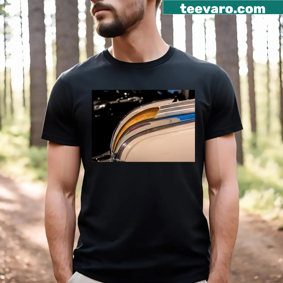 Illustrated Darrin Hood Ornament design on a casual t-shirt — on a men's t-shirt