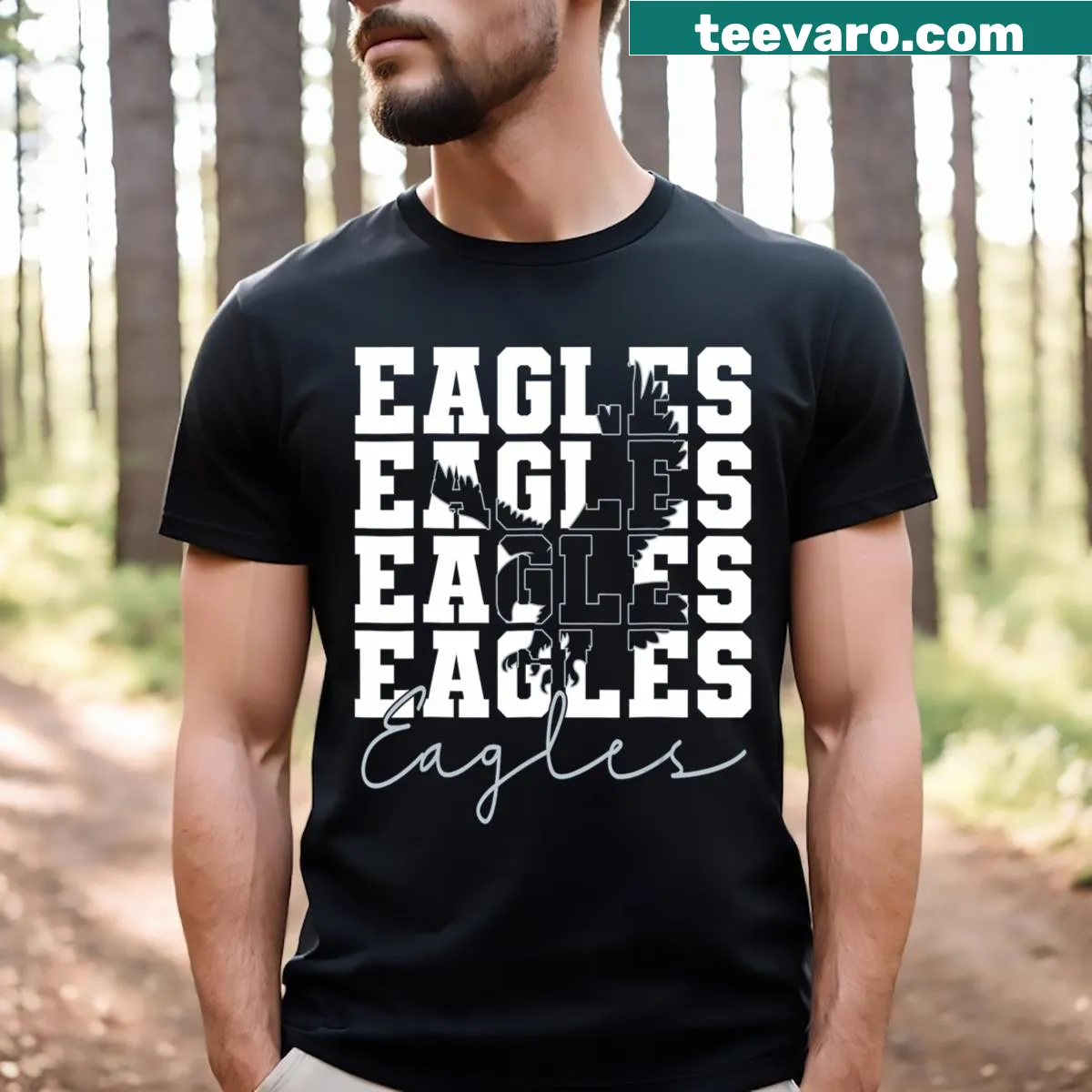Vintage-style T-shirt with eagles flying, representing freedom — on a men's t-shirt