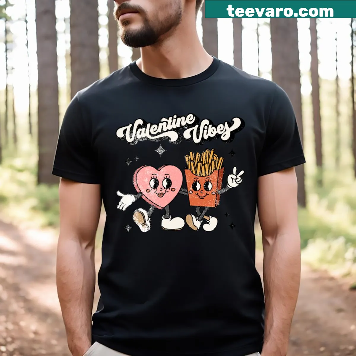 Playful typography graphic for Valentine's Day t-shirt — on a men's t-shirt