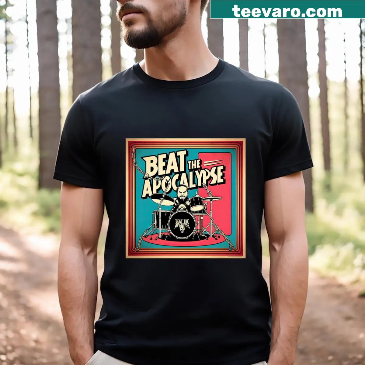 Pattern design inspired by heavy metal music on a T-shirt — on a men's t-shirt