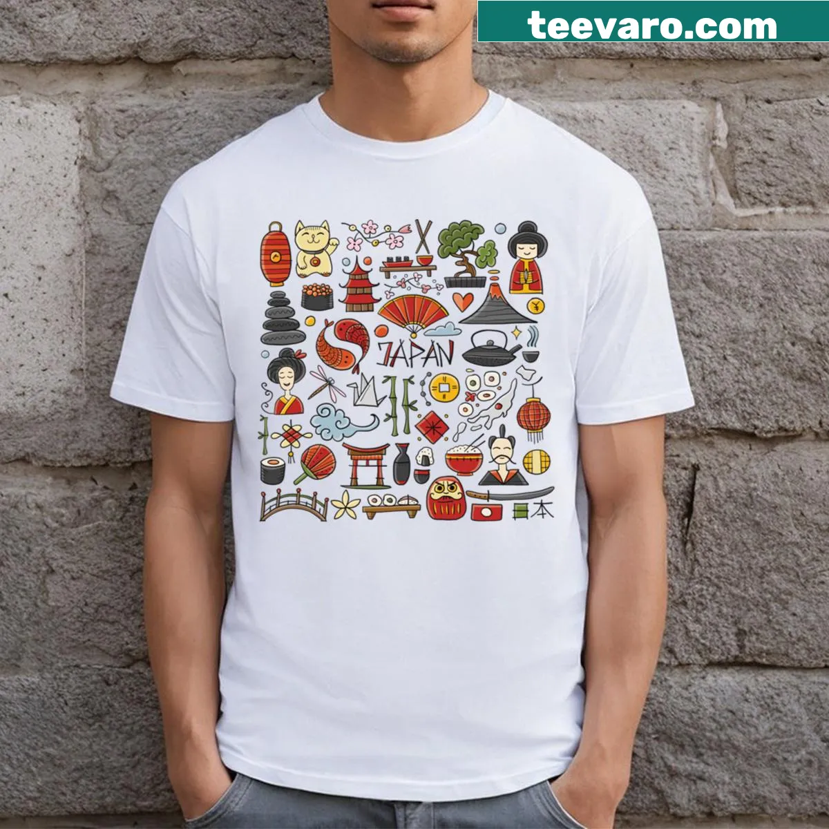 Minimalist Japan-themed T-shirt with simple design — on a men's t-shirt