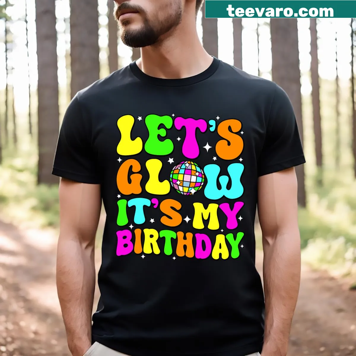 80s themed birthday party tee with fun graphics — on a men's t-shirt