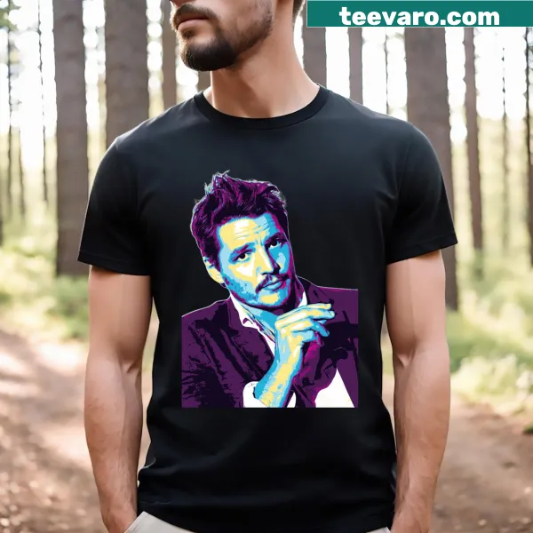 Retro-inspired design featuring Pedro Pascal on a T-shirt