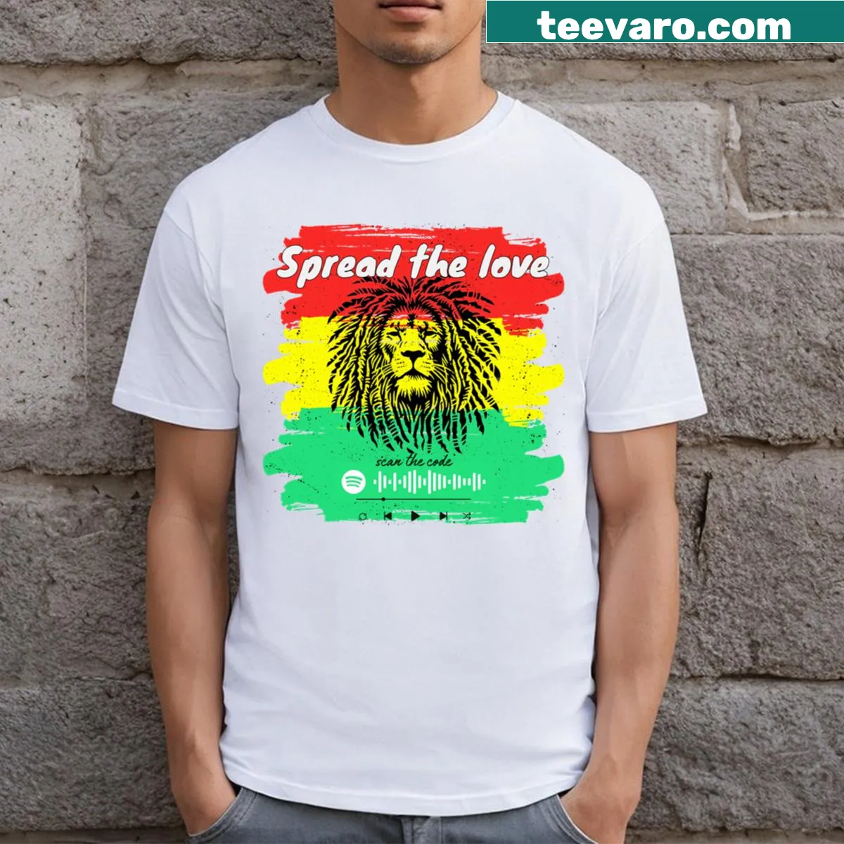 Reggae Love T-shirt with playful font design — on a men's t-shirt