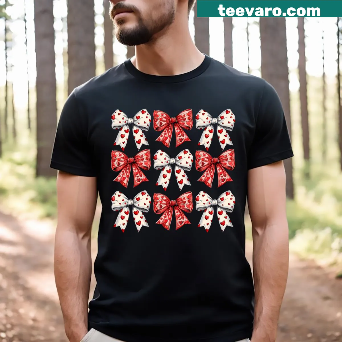 Cute heart and bow graphic T-shirt for kids — on a men's t-shirt