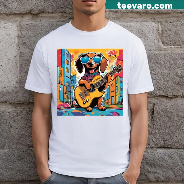 Vintage-style T-shirt with a playful dachshund design and relaxed feel