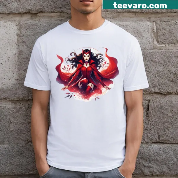 Graphical T-shirt featuring a design inspired by the Scarlet Witch