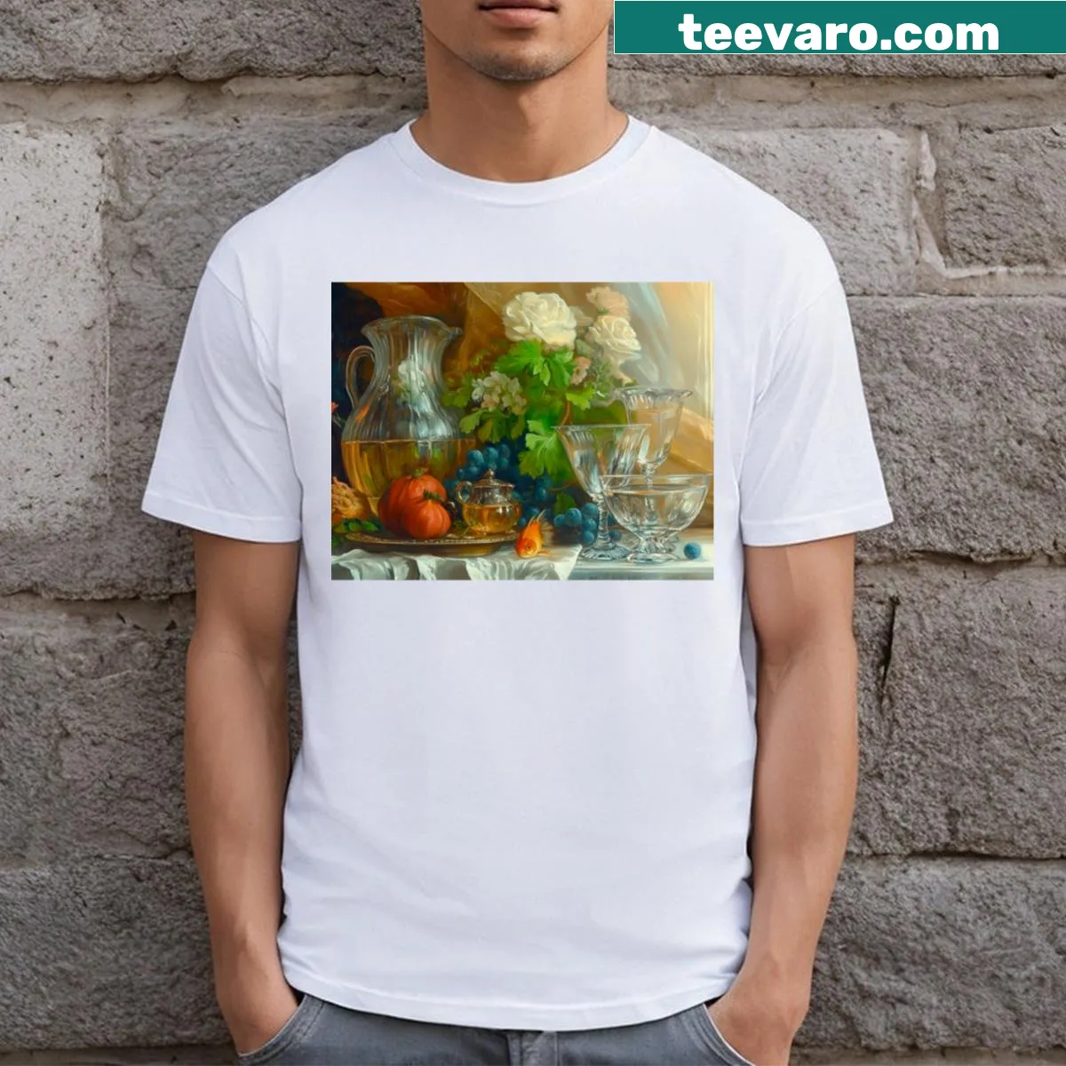 Minimalist still life graphic on a stylish t-shirt — on a men's t-shirt