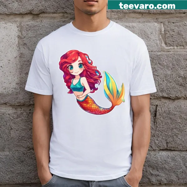 Whimsical illustration t-shirt featuring The Mermaid And The Whale