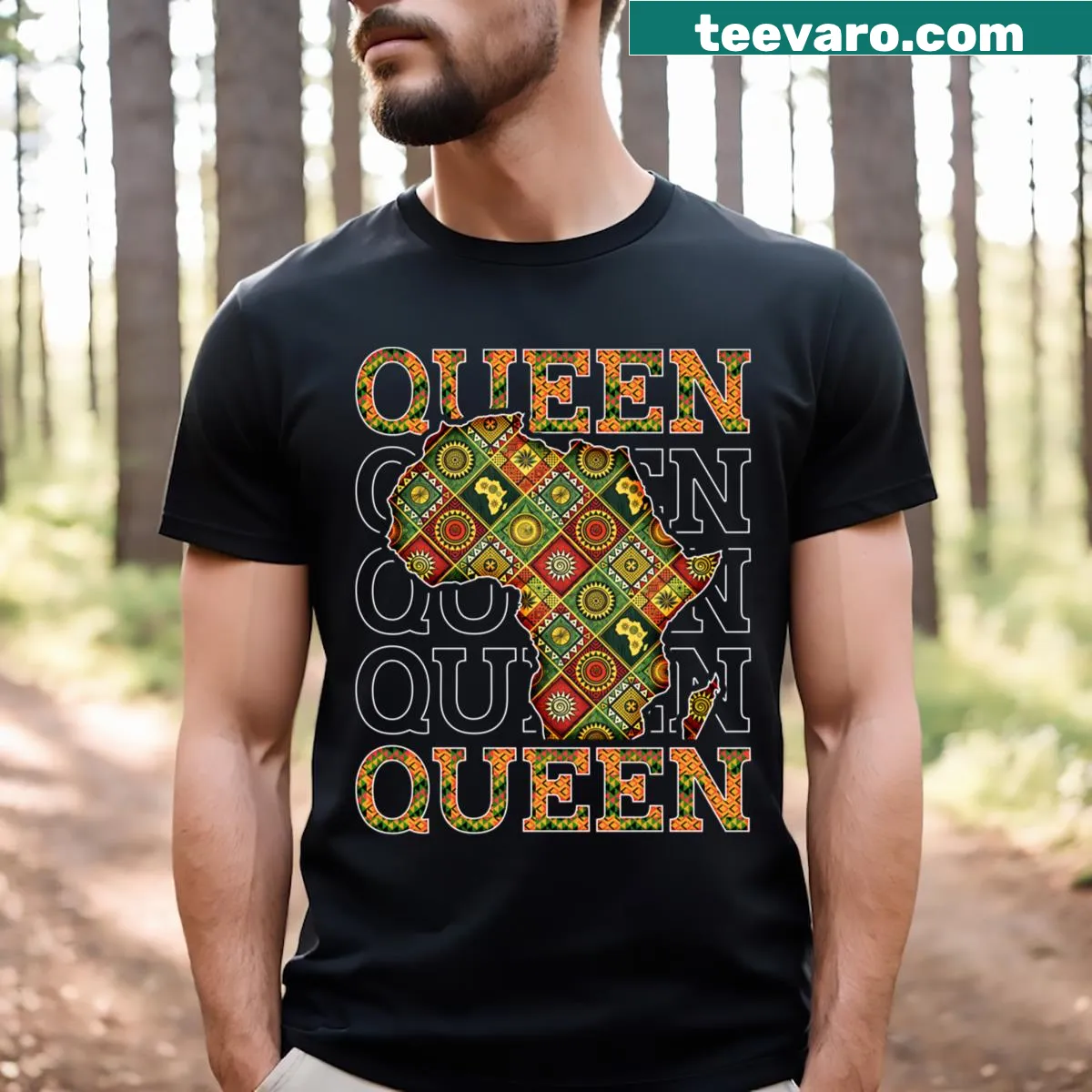 Girls' T-shirt featuring African Kente print design — on a men's t-shirt