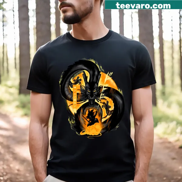 Fantasy-themed T-shirt featuring an illustration of Shenrons