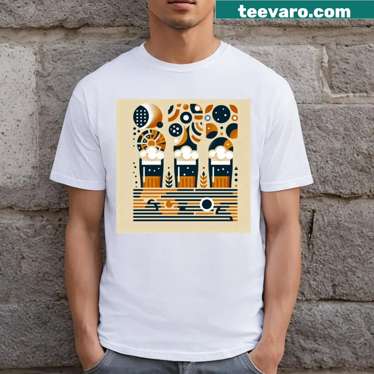 Simple t-shirt with 'Beer 1' printed text — on a men's t-shirt