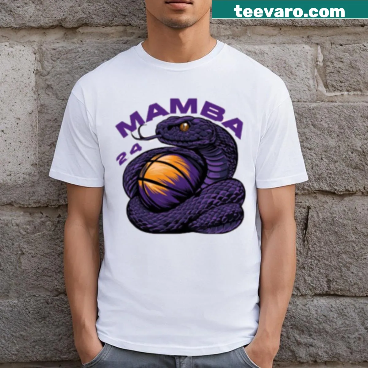 Illustration of a black mamba snake on a T-shirt. — on a men's t-shirt