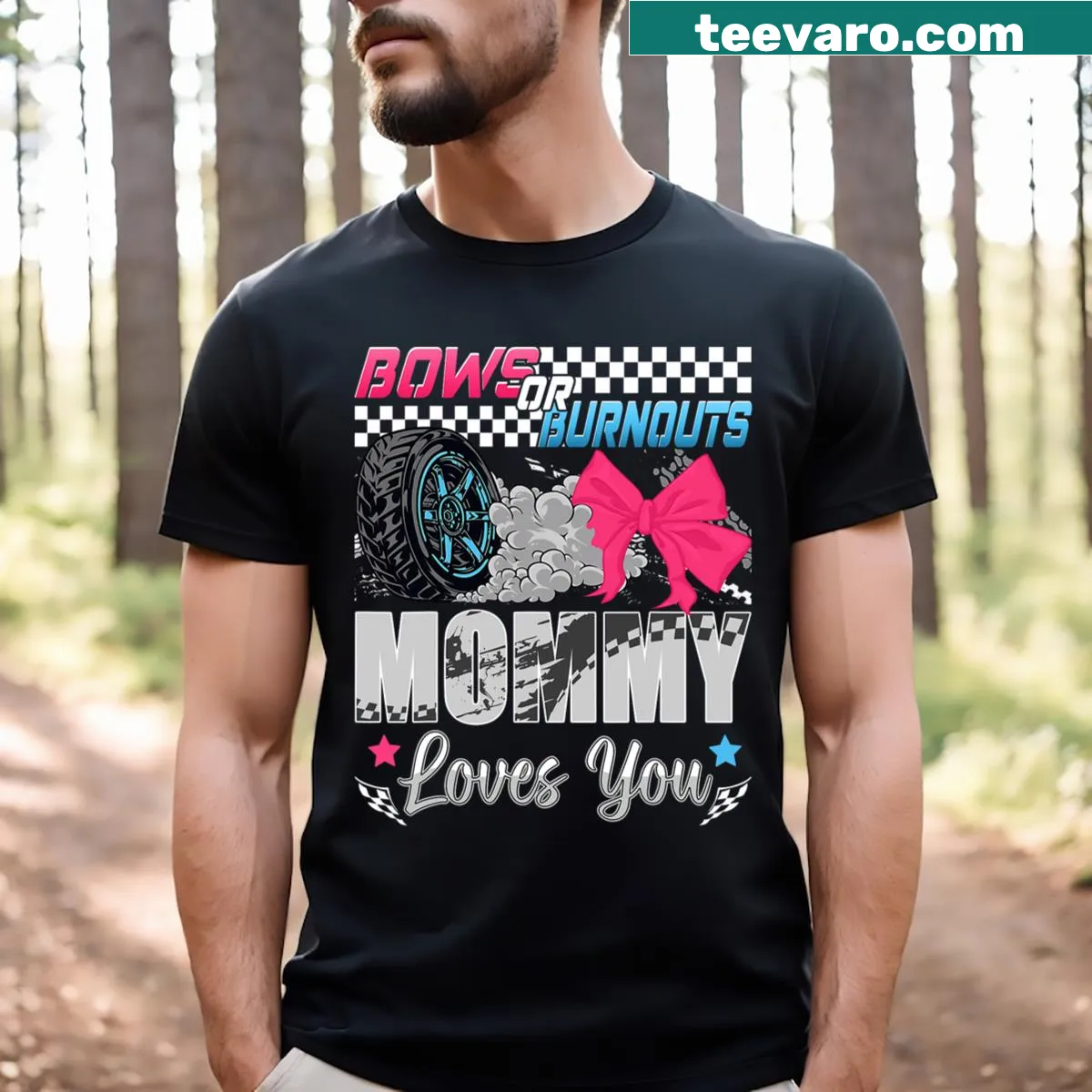 Playful gender reveal T-shirt for moms with fun print — on a men's t-shirt