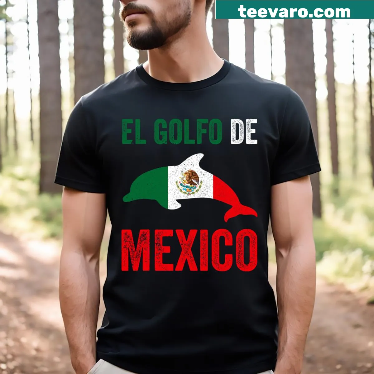 Dolphin design on Gulf of Mexico themed T-shirt — on a men's t-shirt