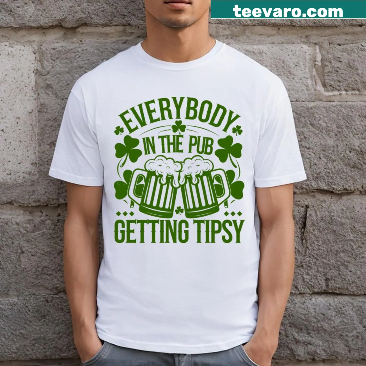 Men's St. Patrick's Day shirt with a funny pub-themed message. — on a men's t-shirt