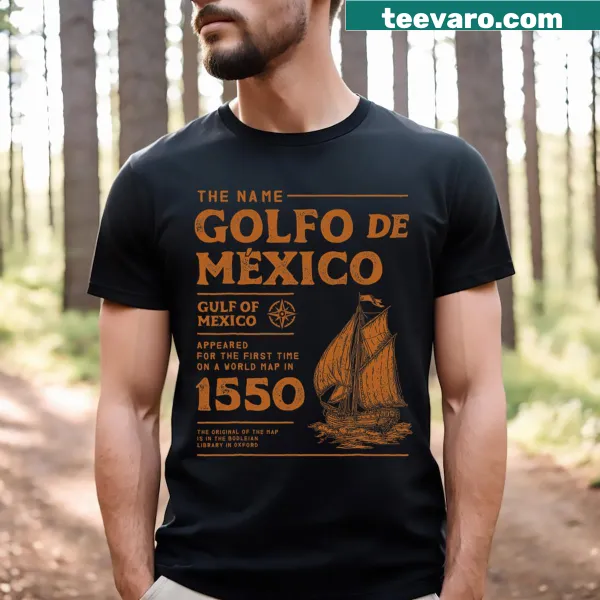 Vintage T-shirt featuring the first map of the Gulf of Mexico since 1550