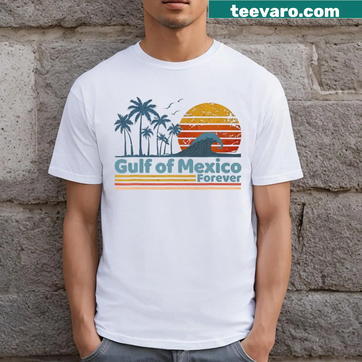 Gulf Of Mexico Since 1672 retro design on T-shirt — on a men's t-shirt