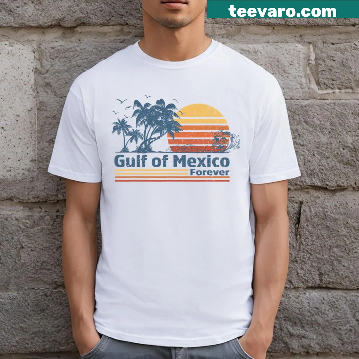 Vintage retro T-shirt celebrating the Gulf Of Mexico — on a men's t-shirt