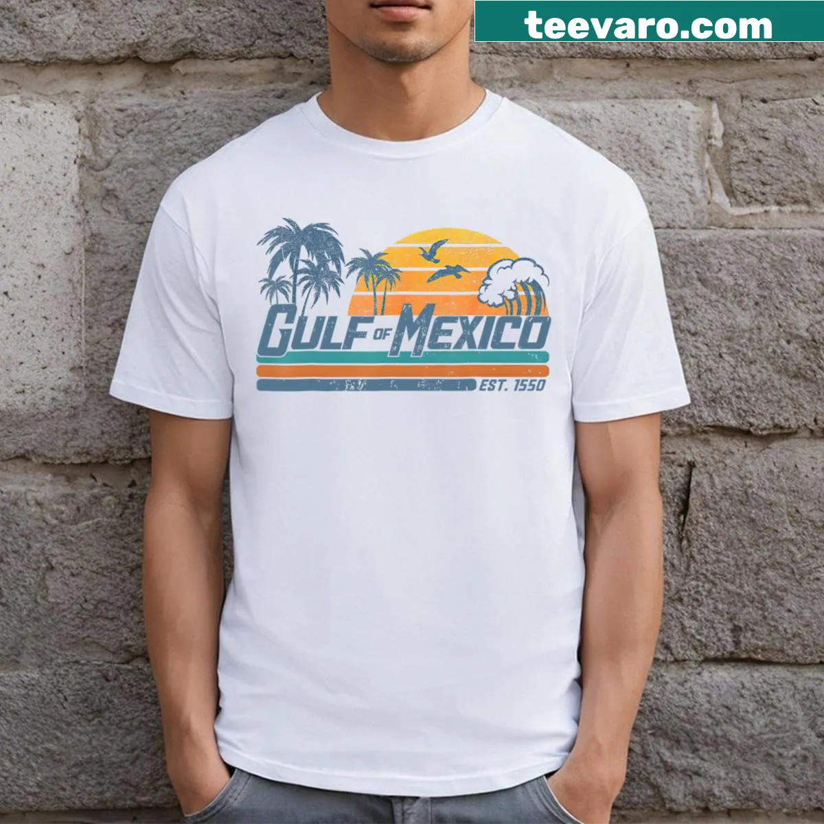 Simple tee celebrating the Gulf Of Mexico — on a men's t-shirt