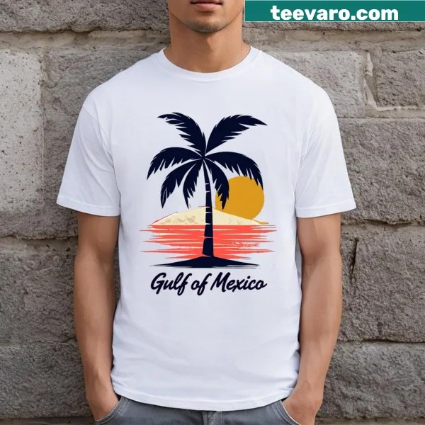 Palms Forever text on a vintage-style Gulf of Mexico t-shirt