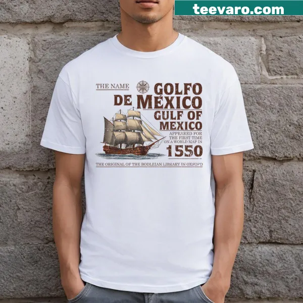 Vintage-style tee highlighting Gulf Of Mexico's history since 1550