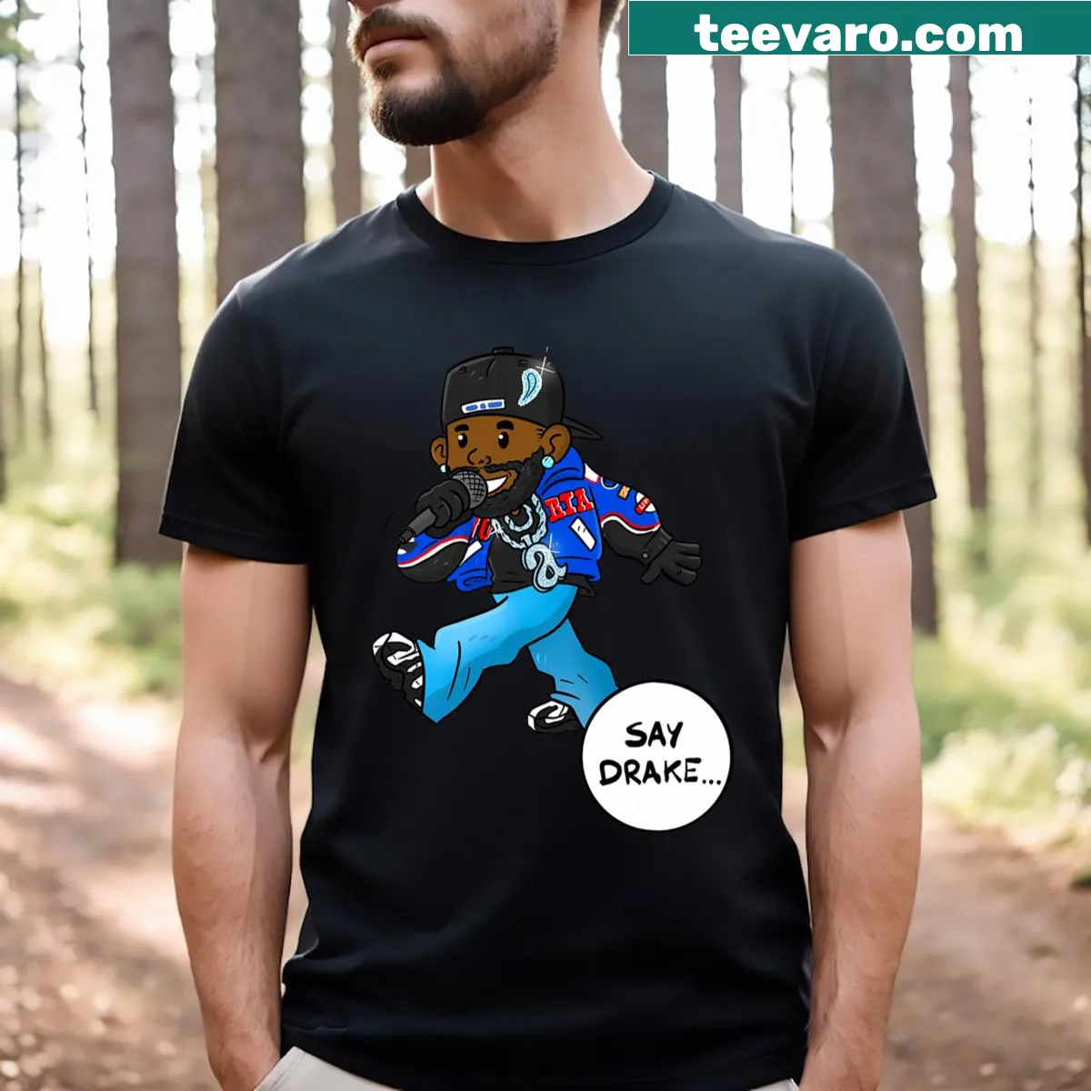 T-shirt inspired by Drake's lyrics with playful typography — on a men's t-shirt