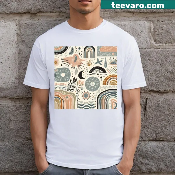 Nature-themed illustrations on a t-shirt celebrating the outdoors