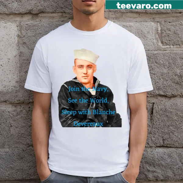 Emblematic navy sailor T-shirt with badge design, honoring maritime service.