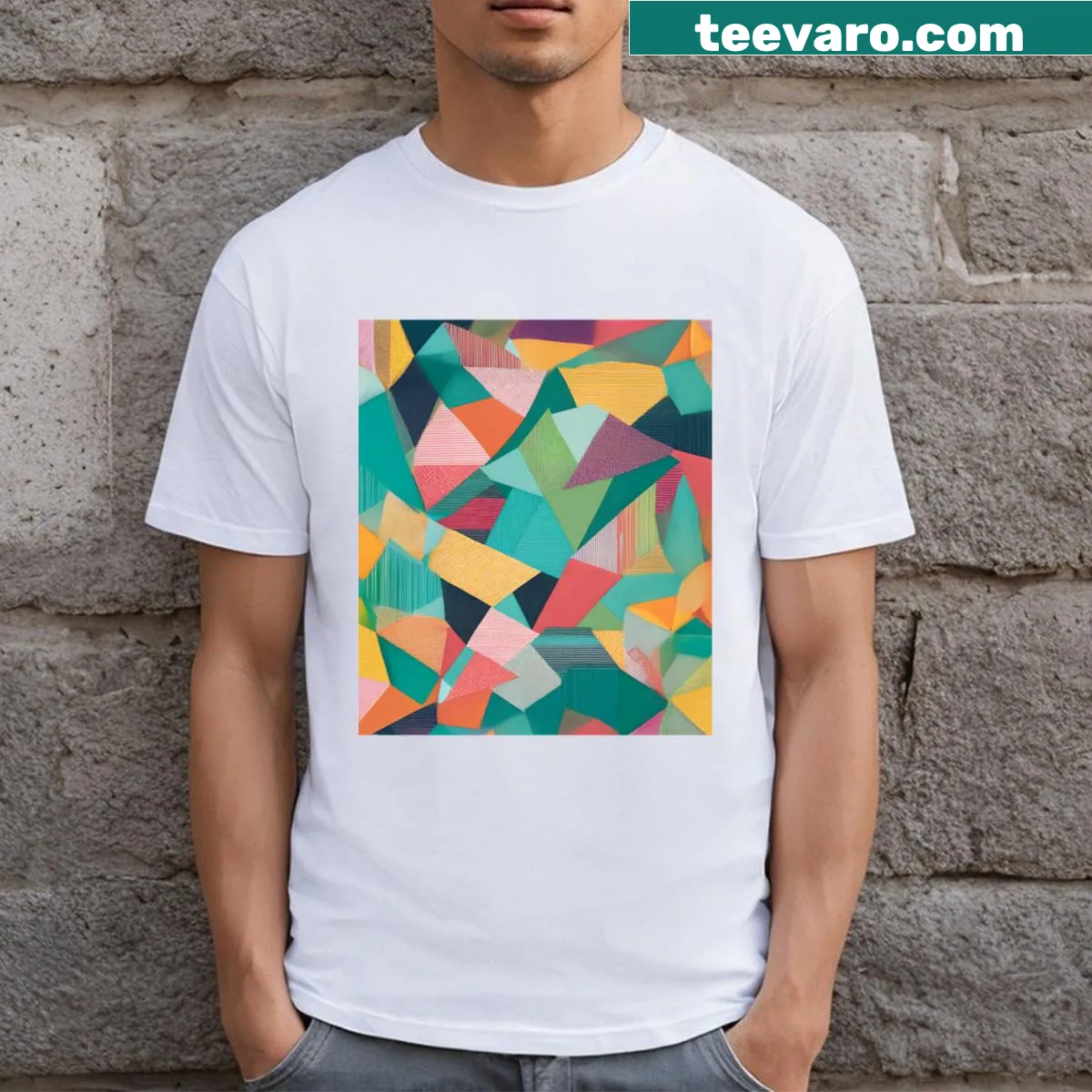 Geometric design T-shirt featuring a playful abstract print — on a men's t-shirt