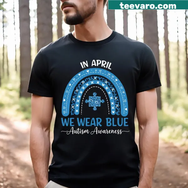 Rainbow design with text for Autism Awareness Month T-shirt