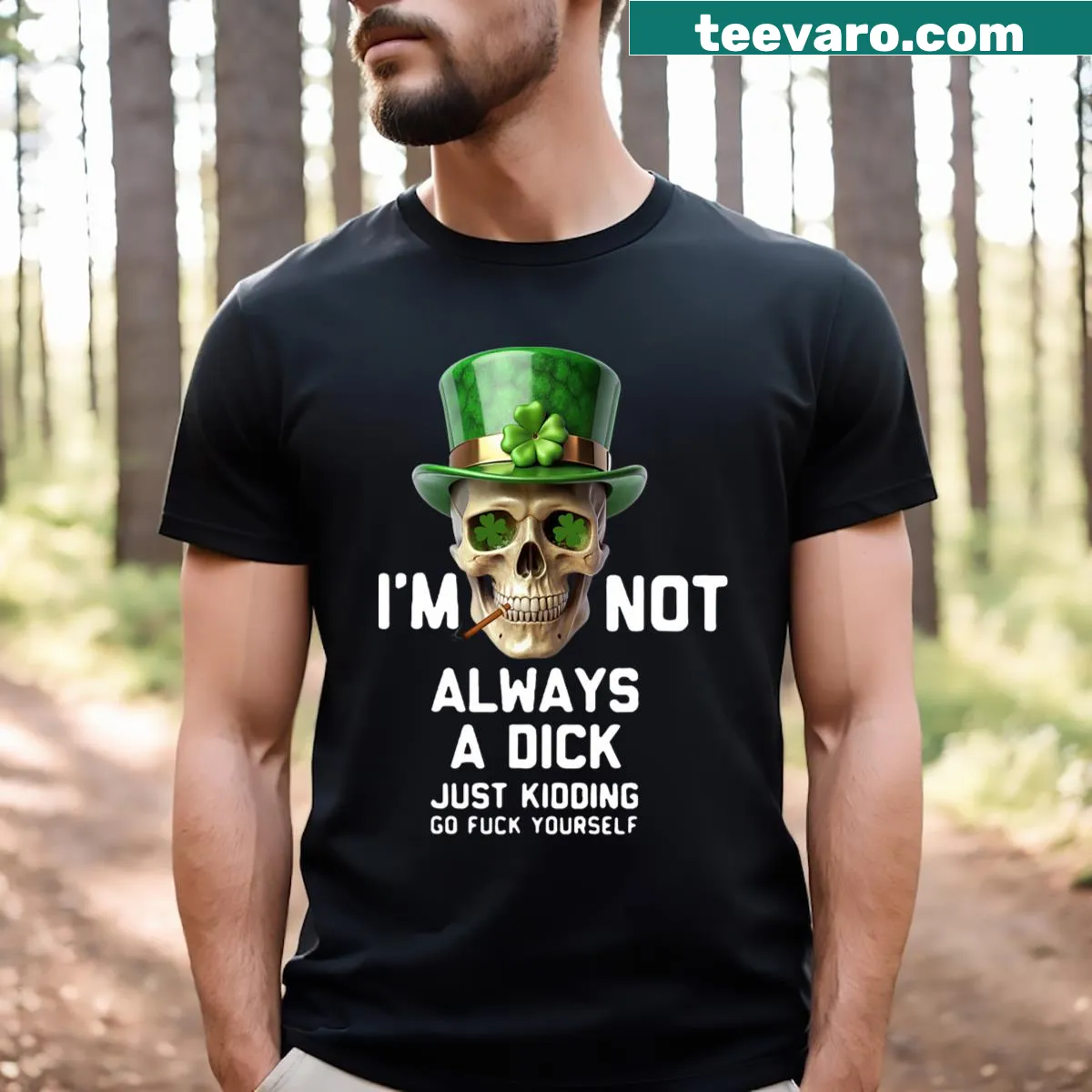 Edgy t-shirt with a skull graphic and humorous text — on a men's t-shirt