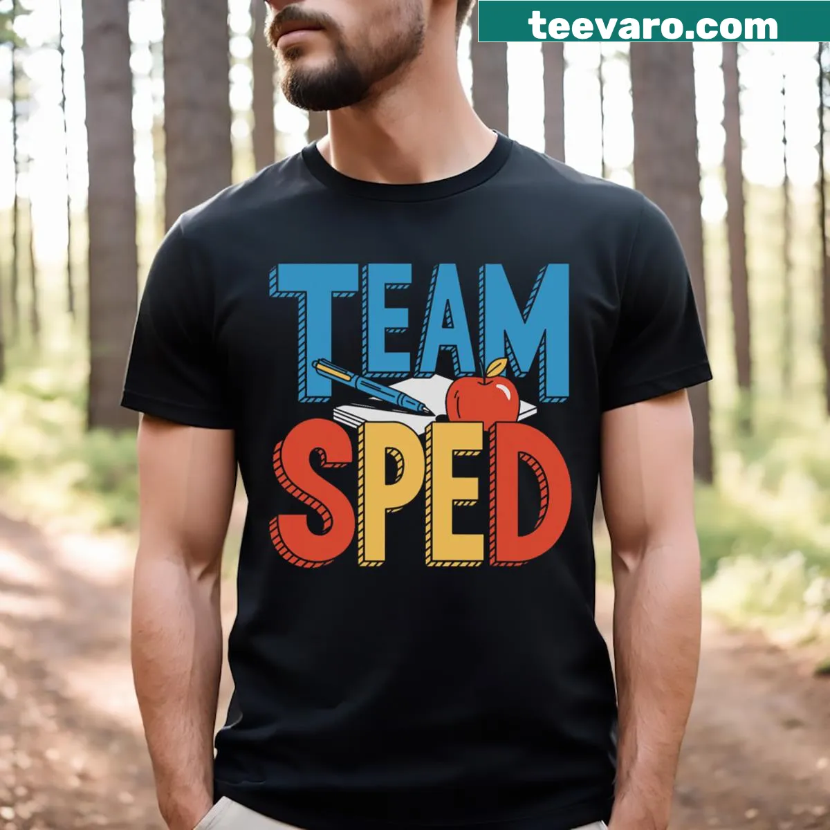 Team Sped T-shirt for special education teachers with bold typography — on a men's t-shirt
