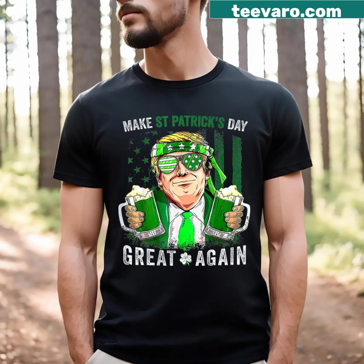 Funny St. Patrick's Day Trump-themed t-shirt — on a men's t-shirt