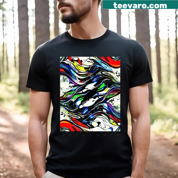 Abstract camouflage t-shirt with psychedelic fluid design