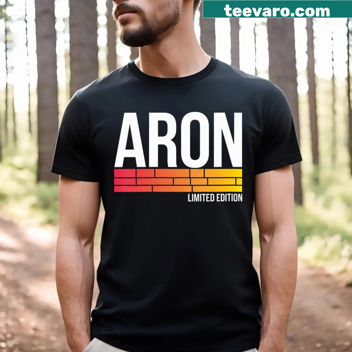 Vintage custom name t-shirt for Aron, husband or grandpa — on a men's t-shirt