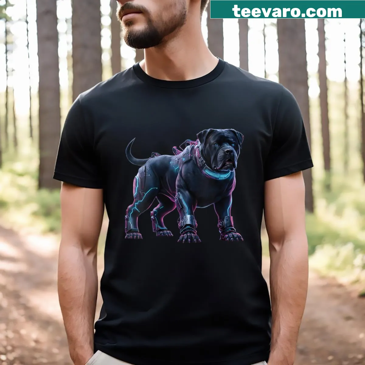 Cyberpunk Bullmastiff graphic T-shirt for dog lovers — on a men's t-shirt