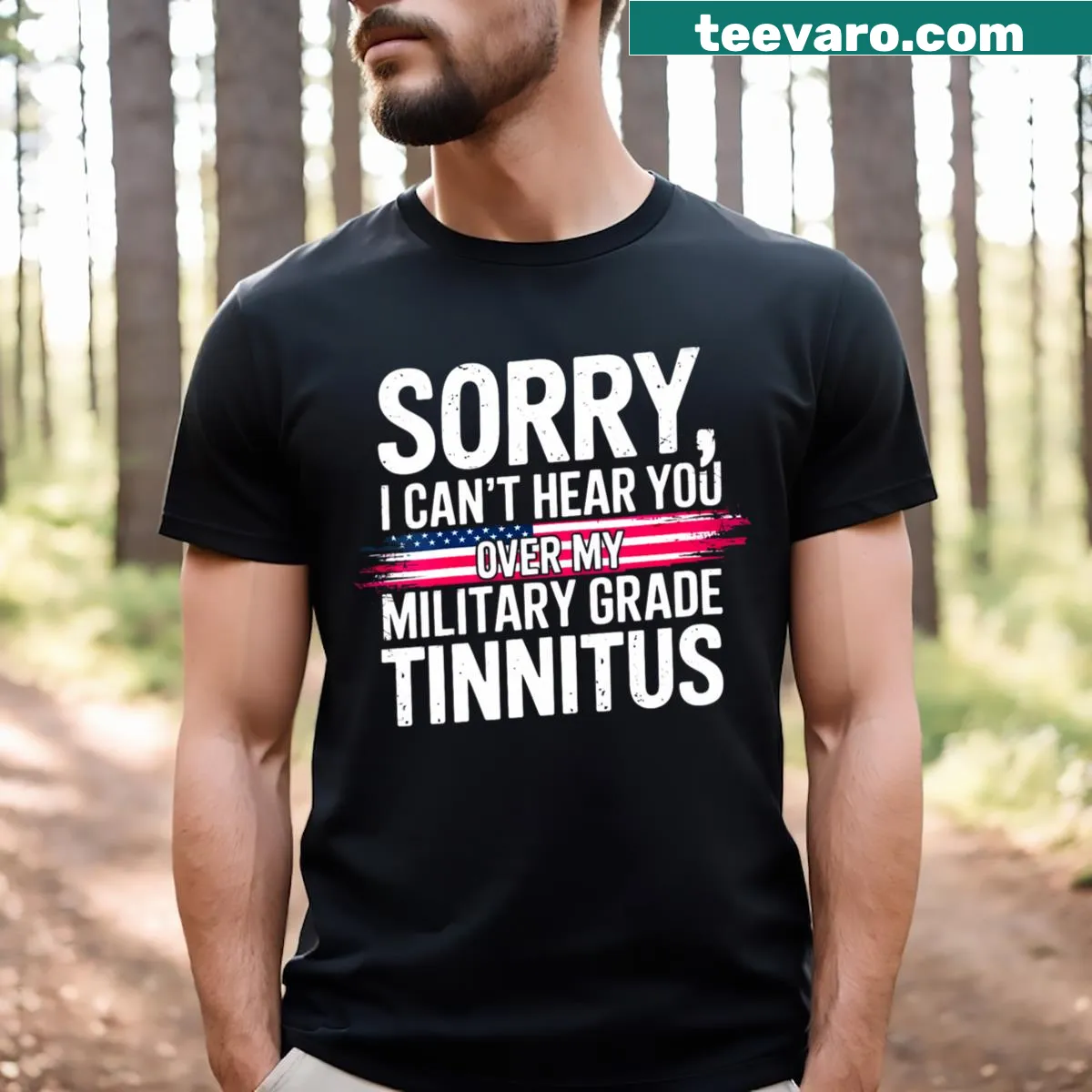Humorous t-shirt with military-grade saying in distressed style — on a men's t-shirt