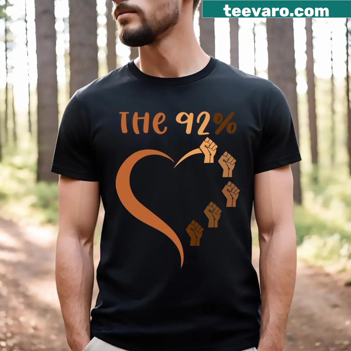 Bold typographic design emphasizing 92 Percent Black women voting. — on a men's t-shirt