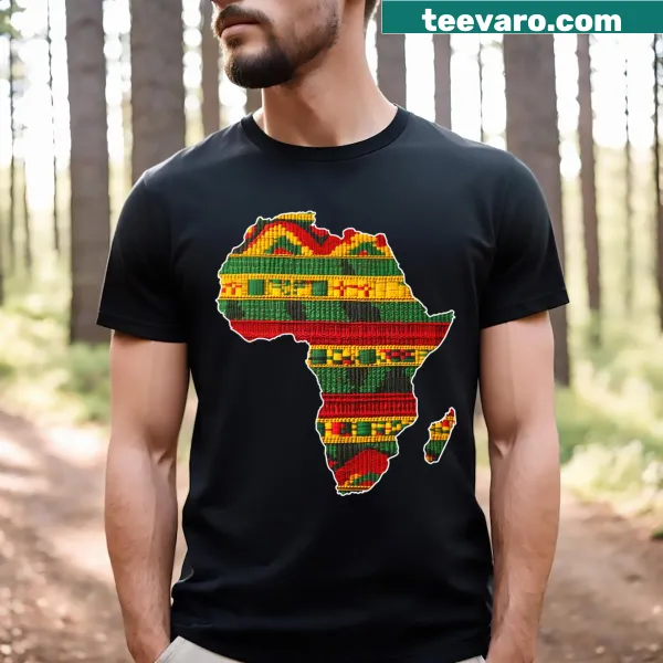 Men's t-shirt featuring African map and Kente art pattern