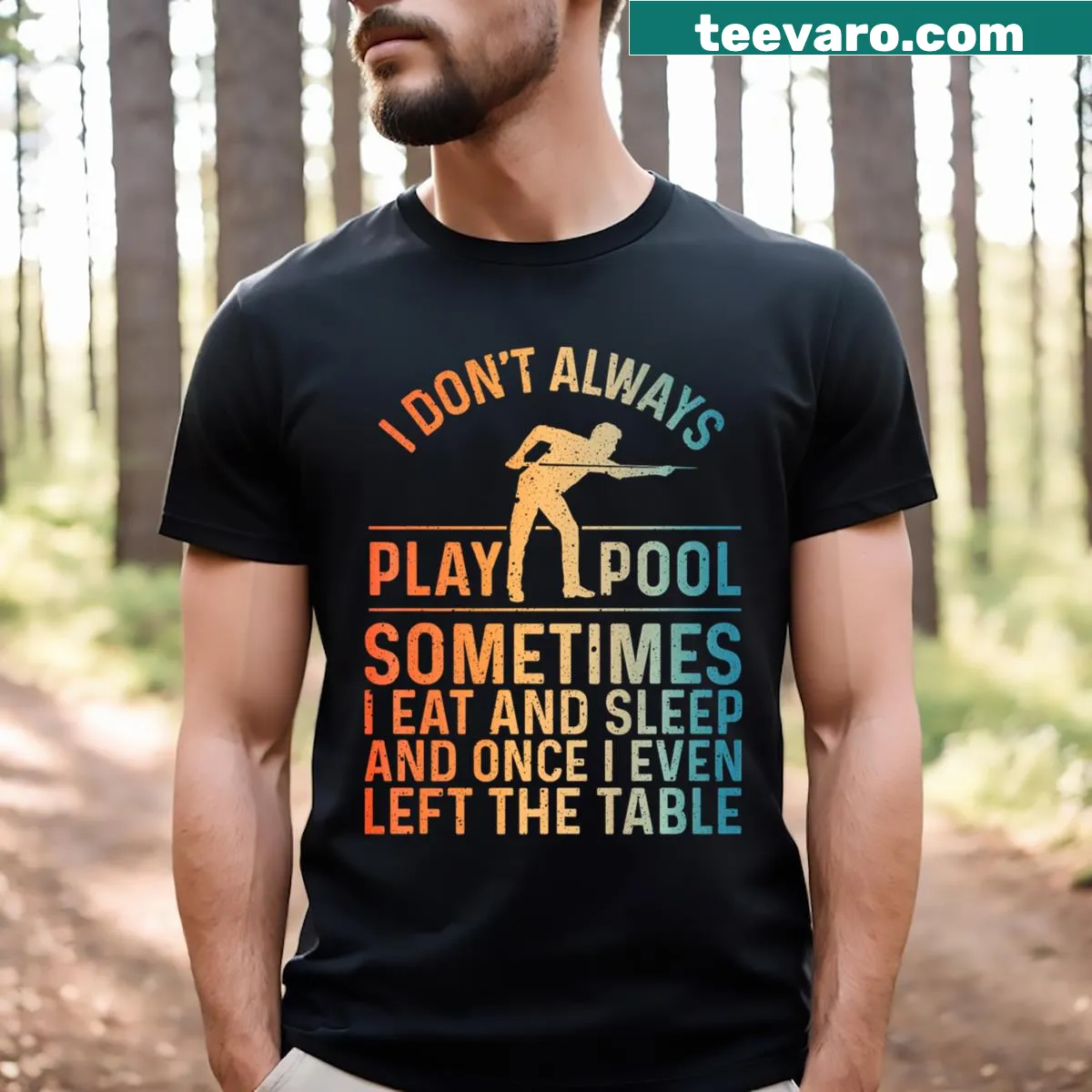 Billiards graphic T-shirt for pool players — on a men's t-shirt