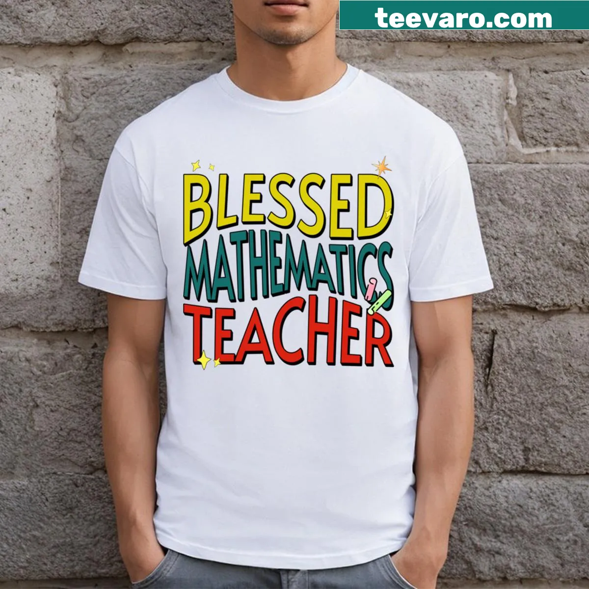 T-shirt for mathematics teachers featuring heartfelt typography. — on a men's t-shirt