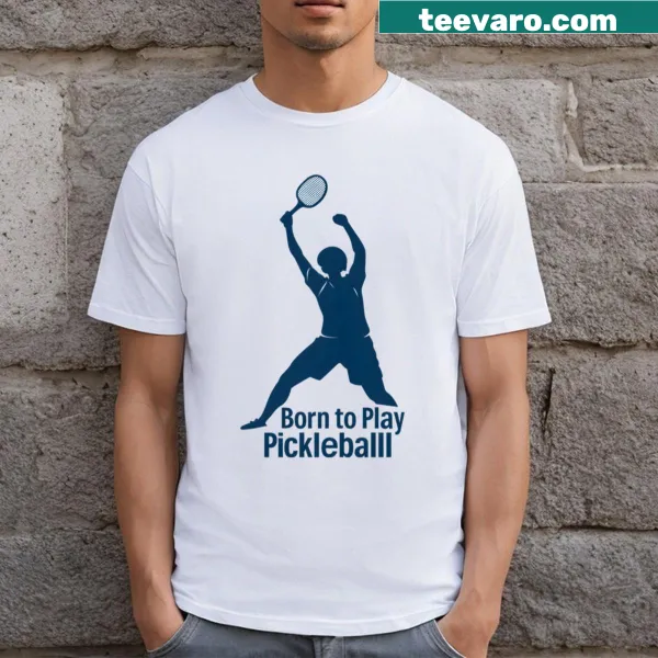 Silhouette t-shirt showing a person playing pickleball in vector style.