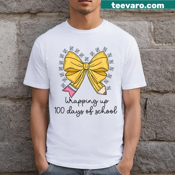 Illustrated T-shirt for teachers celebrating the 100th day of school