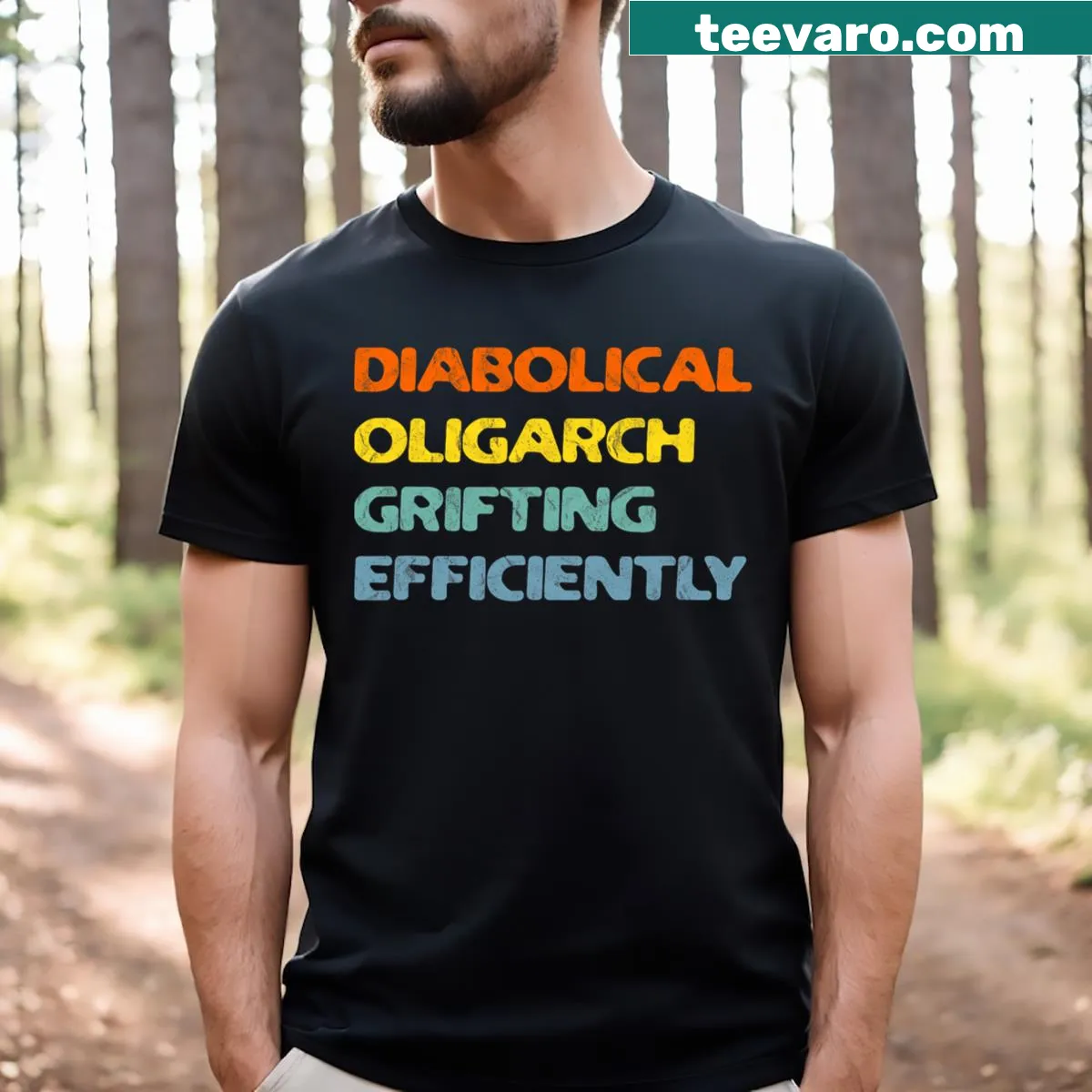 Edgy political statement T-shirt about oligarchs — on a men's t-shirt