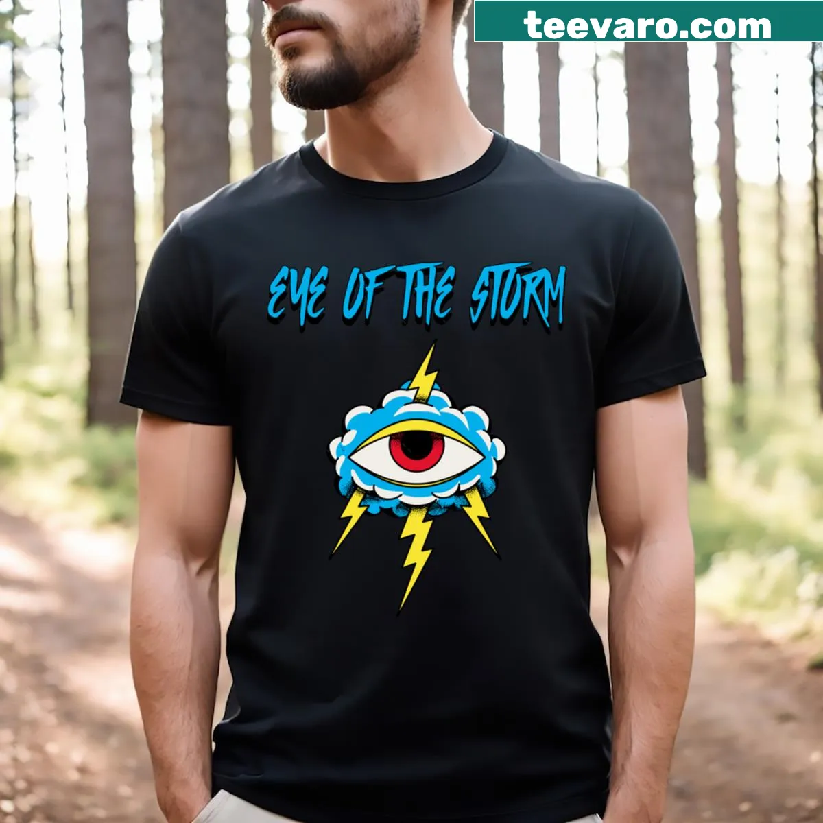 T-shirt featuring an edgy graphic of an eyeball tattoo — on a men's t-shirt